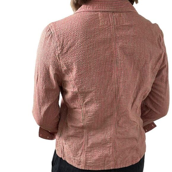 Robert Graham Womens Pink Green Seersucker Striped Collared Blouse Shirt Sz S - Picture 10 of 10